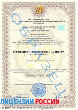 Образец сертификата соответствия аудитора №ST.RU.EXP.00006191-1 Нерехта Сертификат ISO 50001